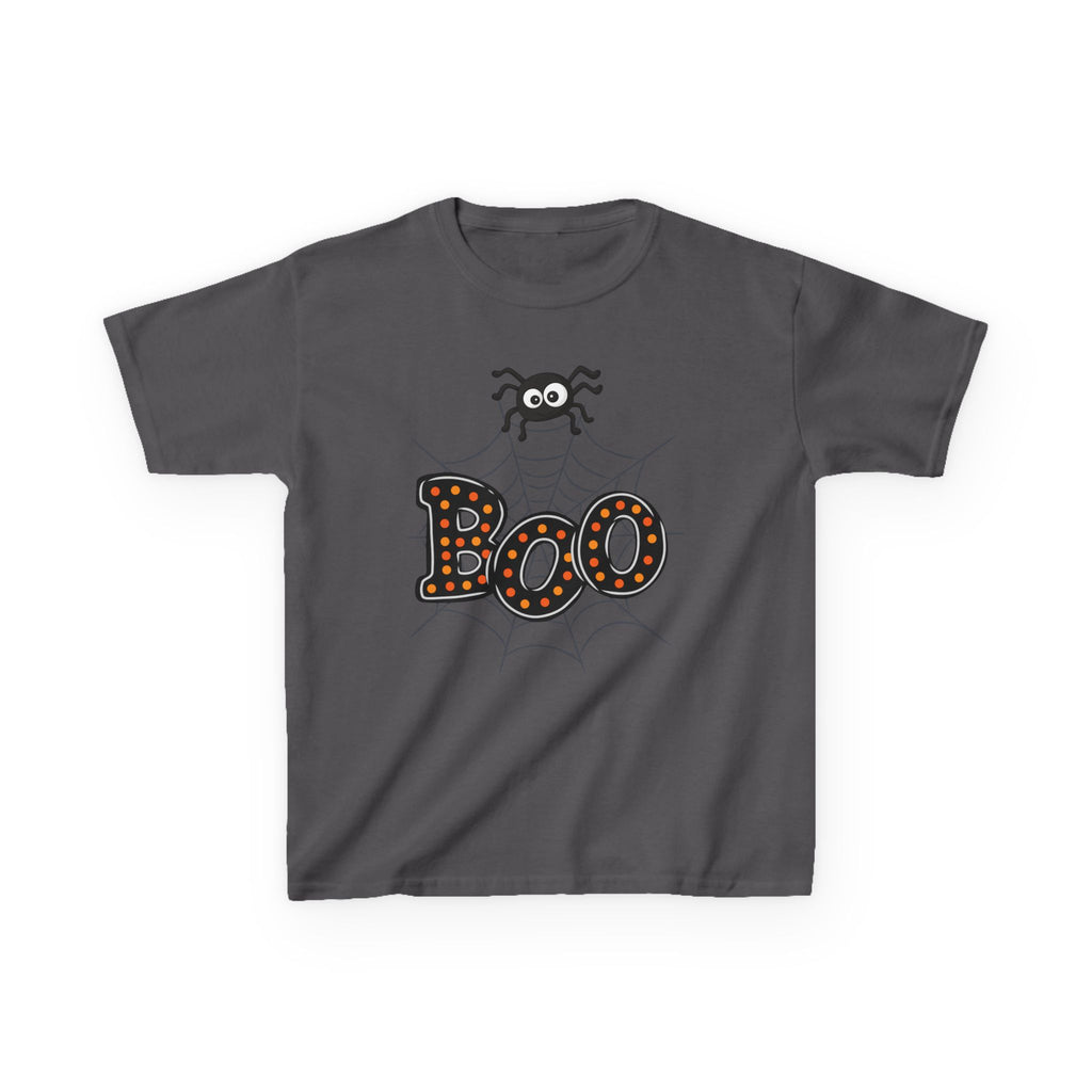Kids Halloween Tee - "Boo" Spider Web Graphic