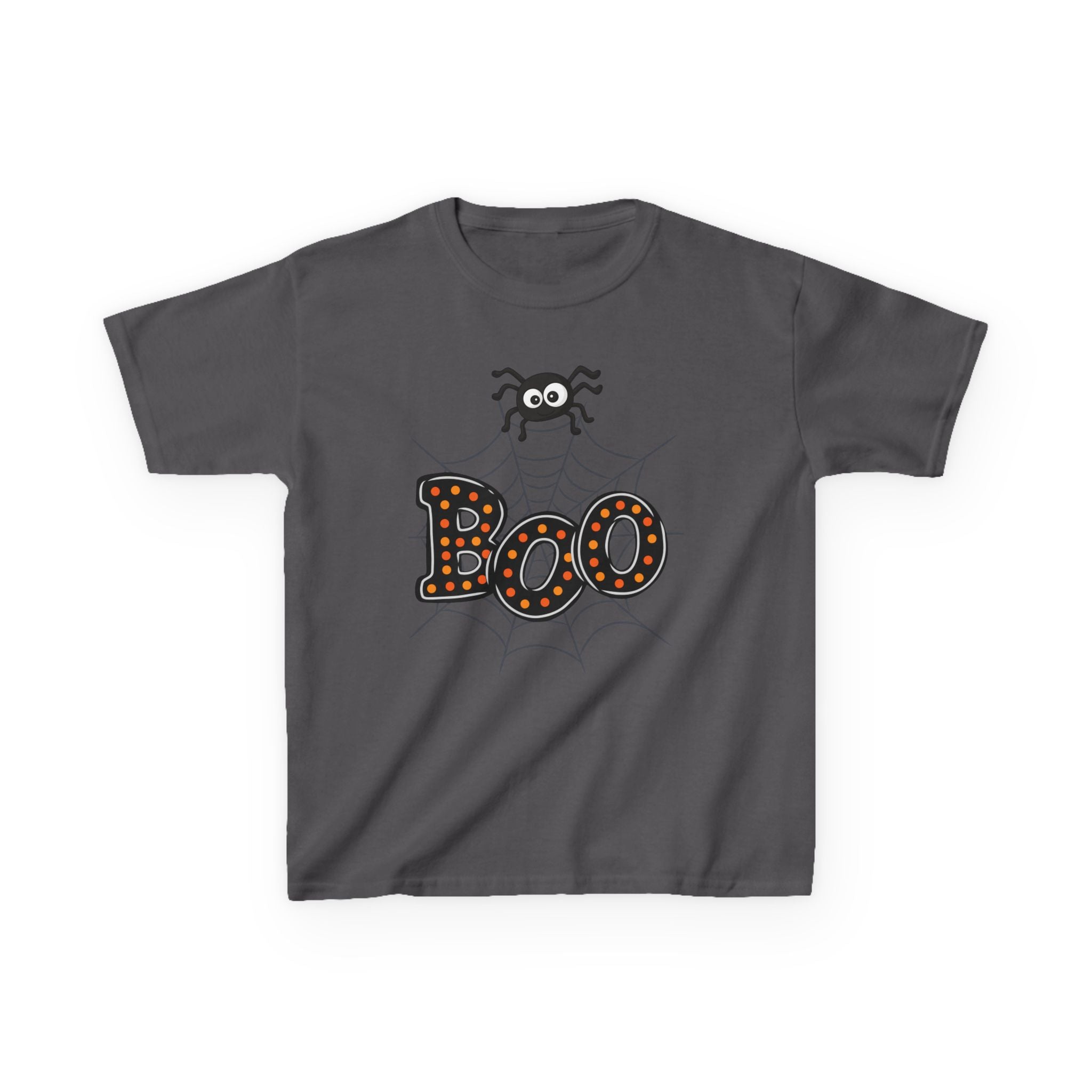 Kids Halloween Tee - "Boo" Spider Web Graphic
