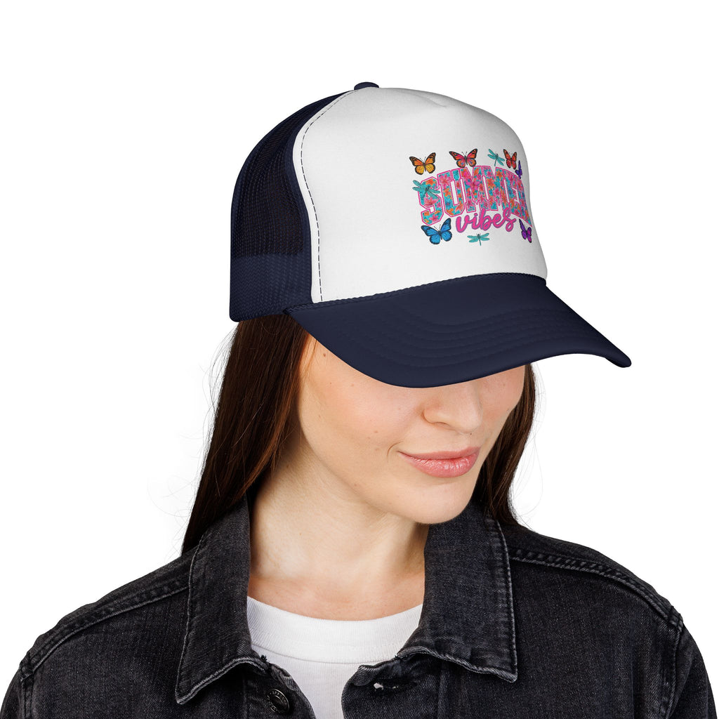 Trucker Cap - 'Butterfly Vibes' Floral Graphic Mesh Hat