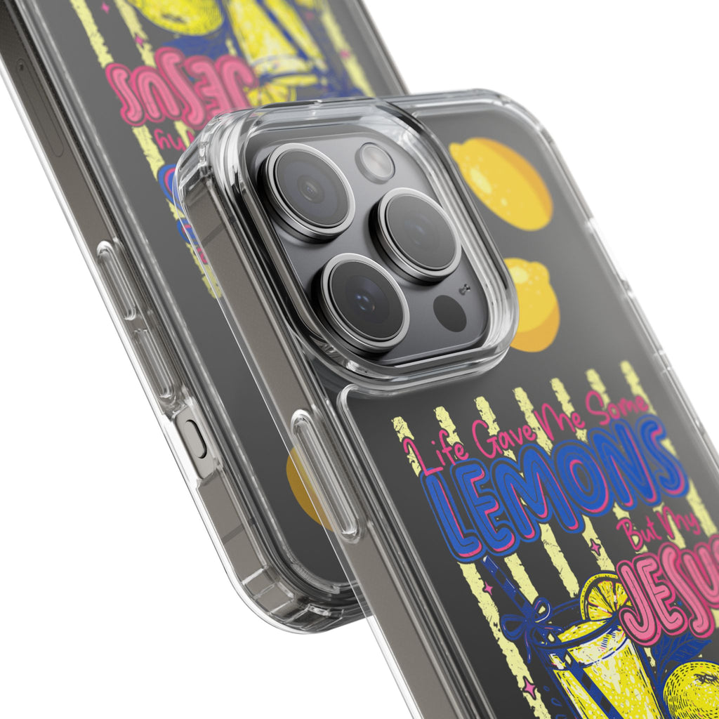 Clear Phone Case — “Life Gave Me Some Lemons But My Jesus Made Me Lemonade” Inspirational Lemon Design