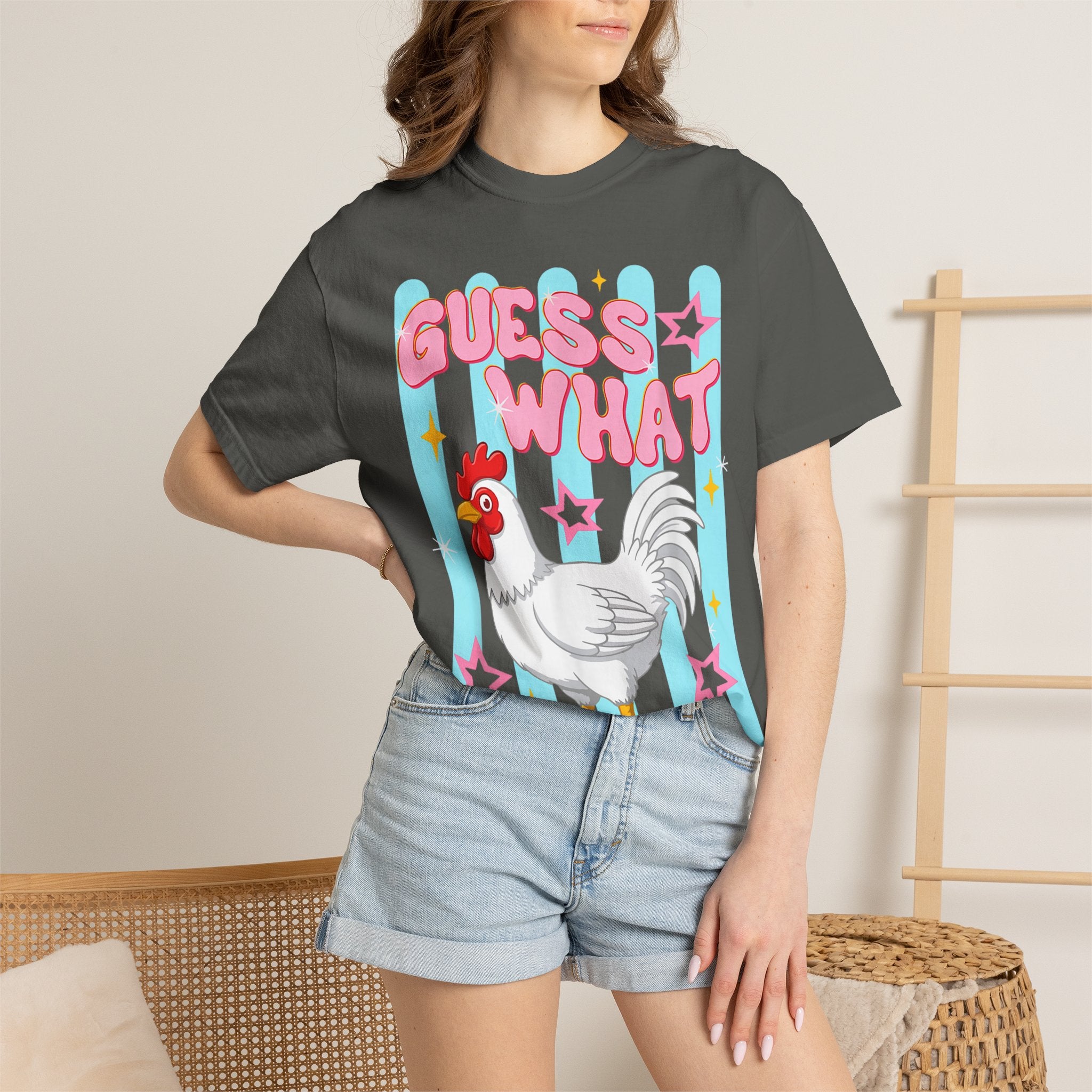 Guess What Rooster T-Shirt — Cute Retro Chicken Graphic Tee