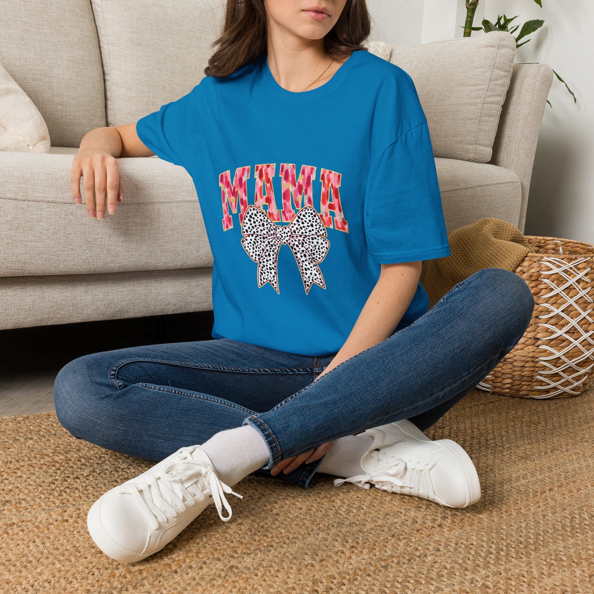 Mama T-Shirt with Leopard Bow — Cute Mom Graphic Tee