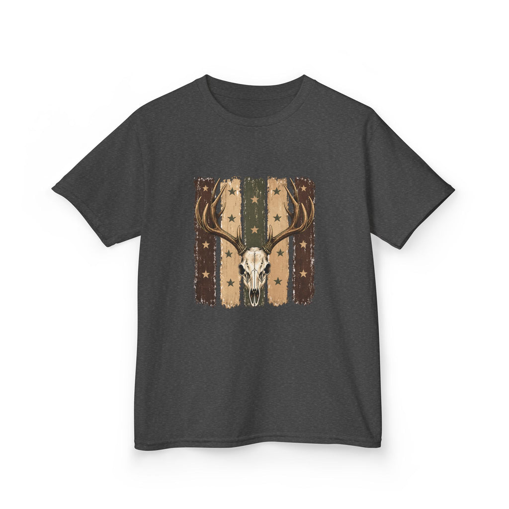 Kids Deer Skull Tee — Rustic Antler Graphic T-Shirt for Outdoor-Loving Kids