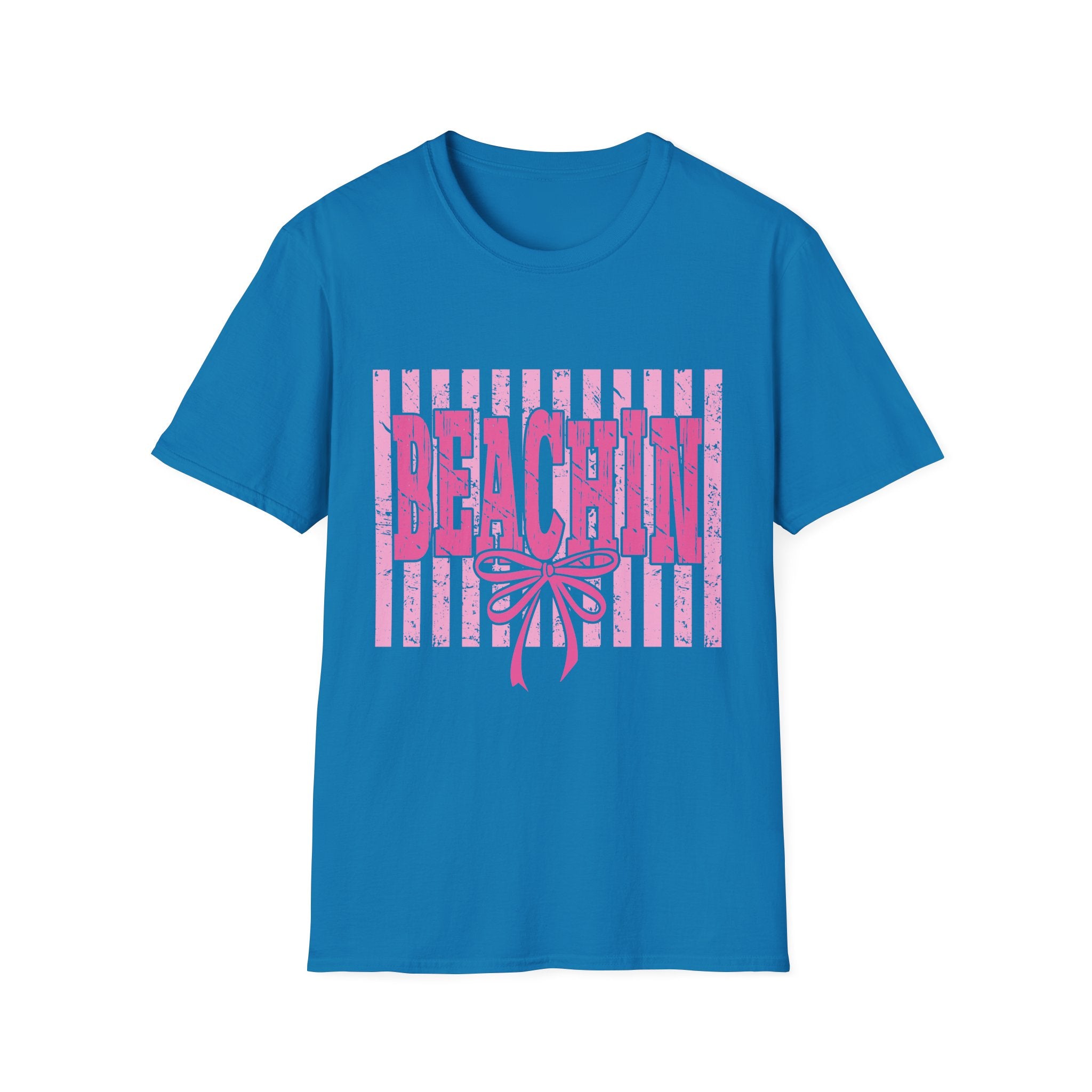 Beachin' Pink Striped Graphic T-Shirt | Summer Beach Vibes