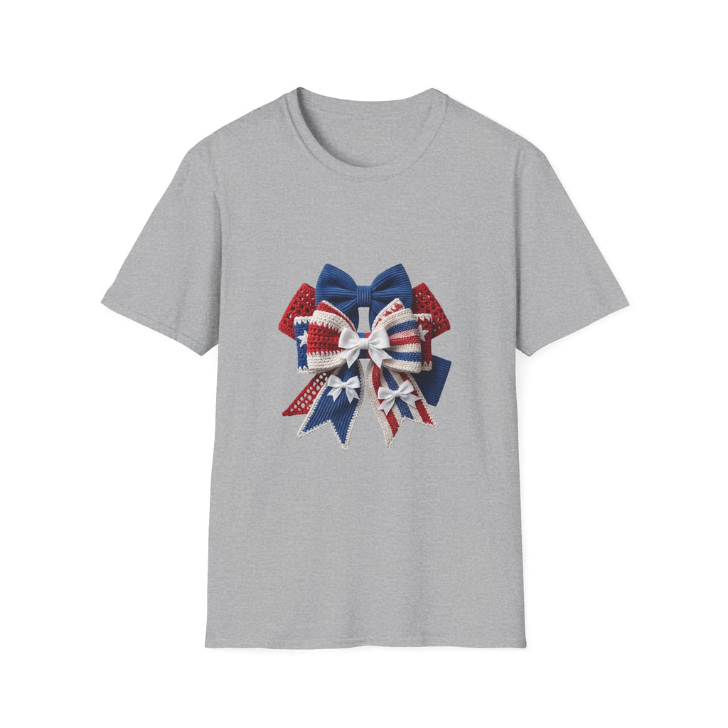 Patriotic Bow T-Shirt — Red White & Blue Ribbon Graphic