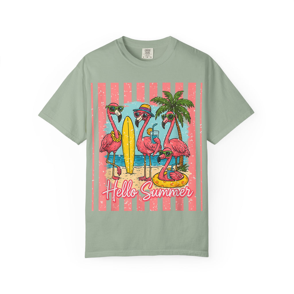 Hello Summer Flamingo Beach T-Shirt