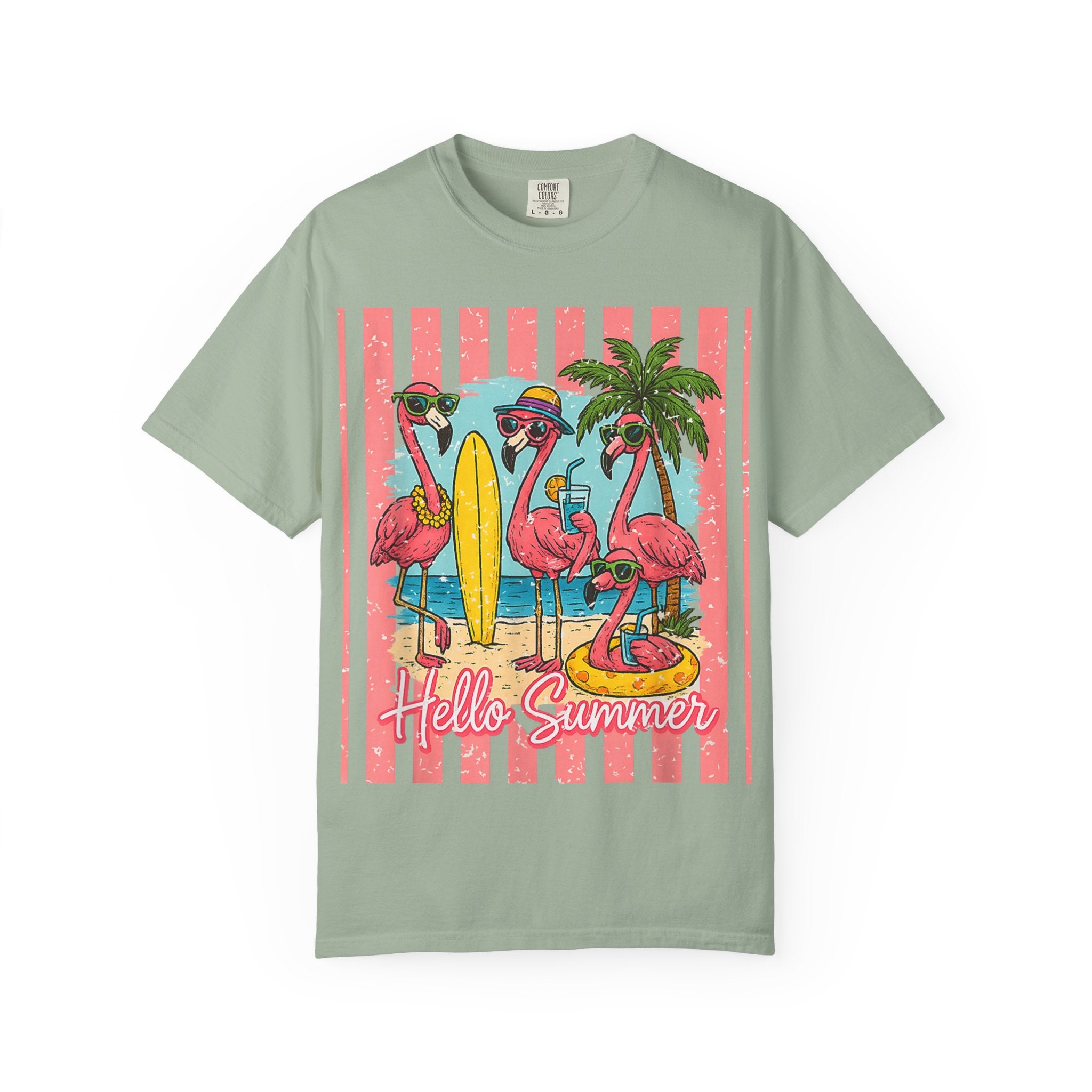 Hello Summer Flamingo Beach T-Shirt