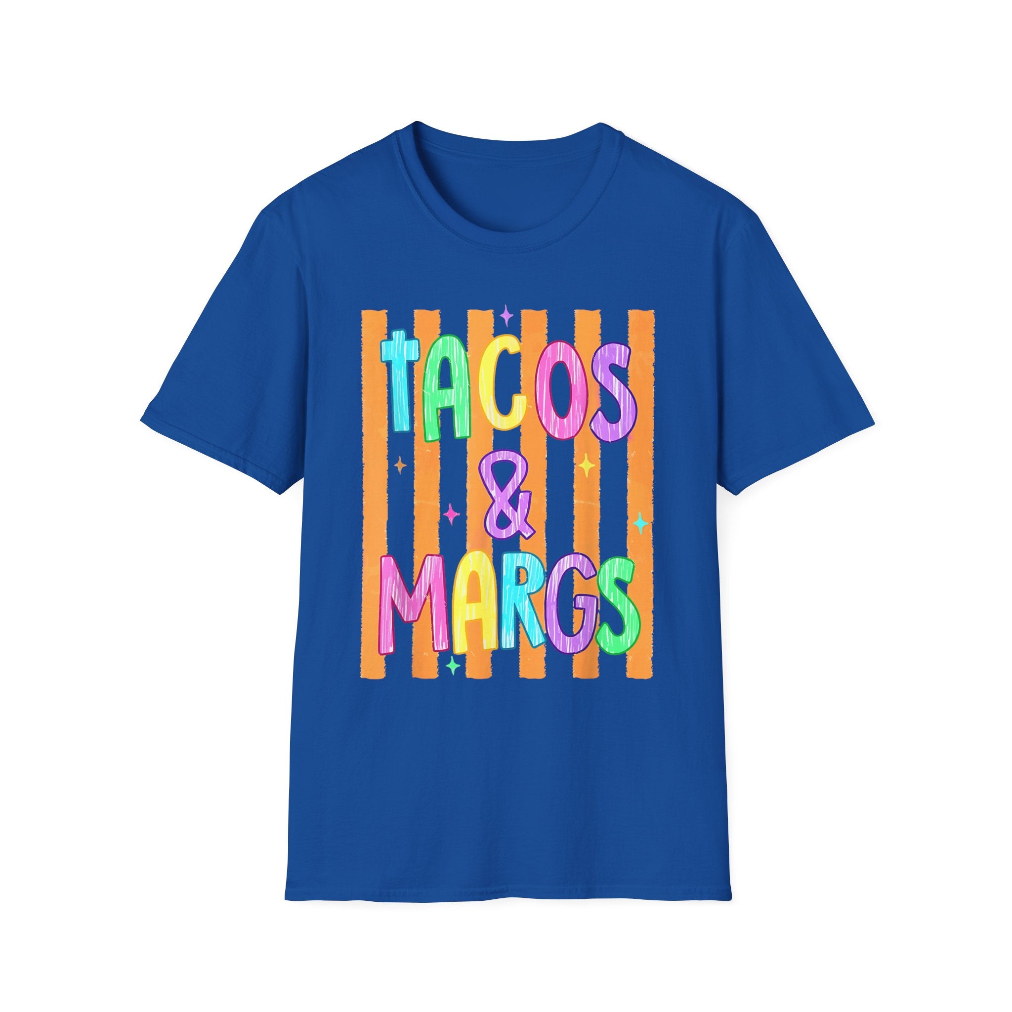 T-Shirt — "Tacos & Margs" Colorful Striped Graphic Tee