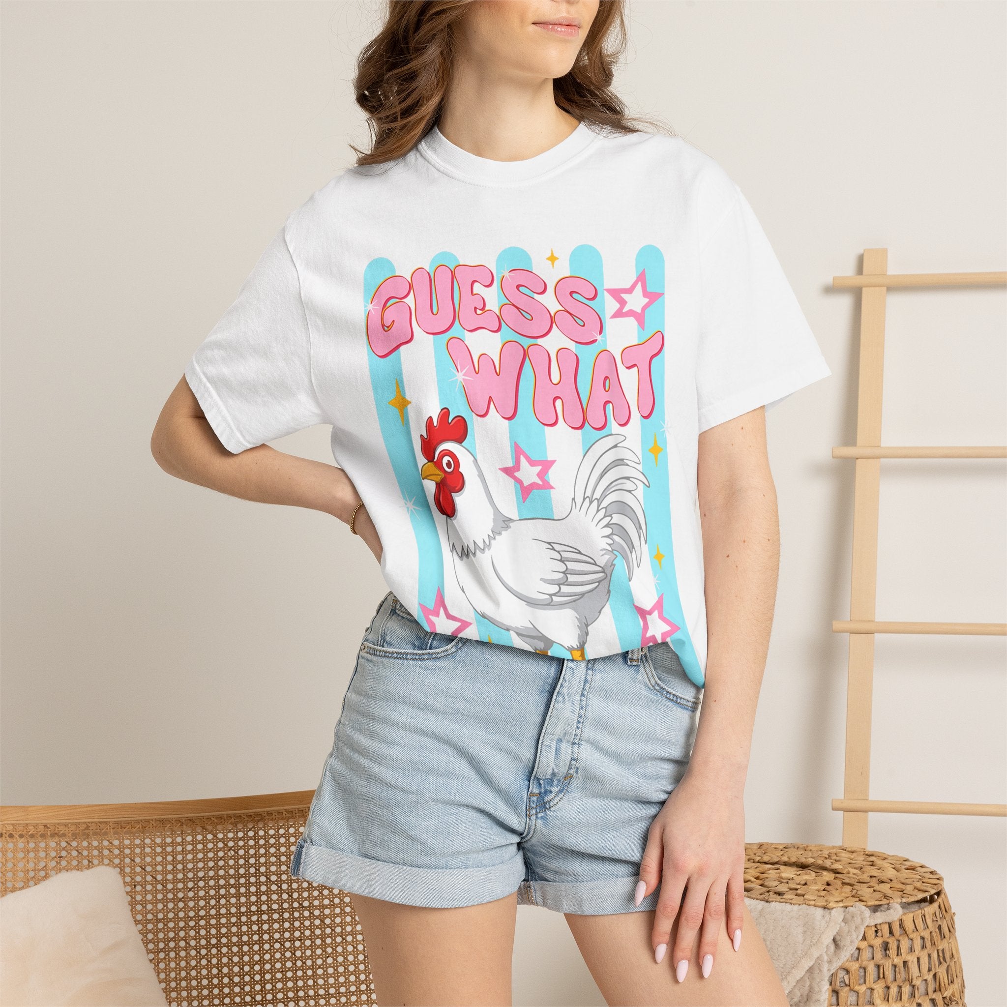 Guess What Rooster T-Shirt — Cute Retro Chicken Graphic Tee