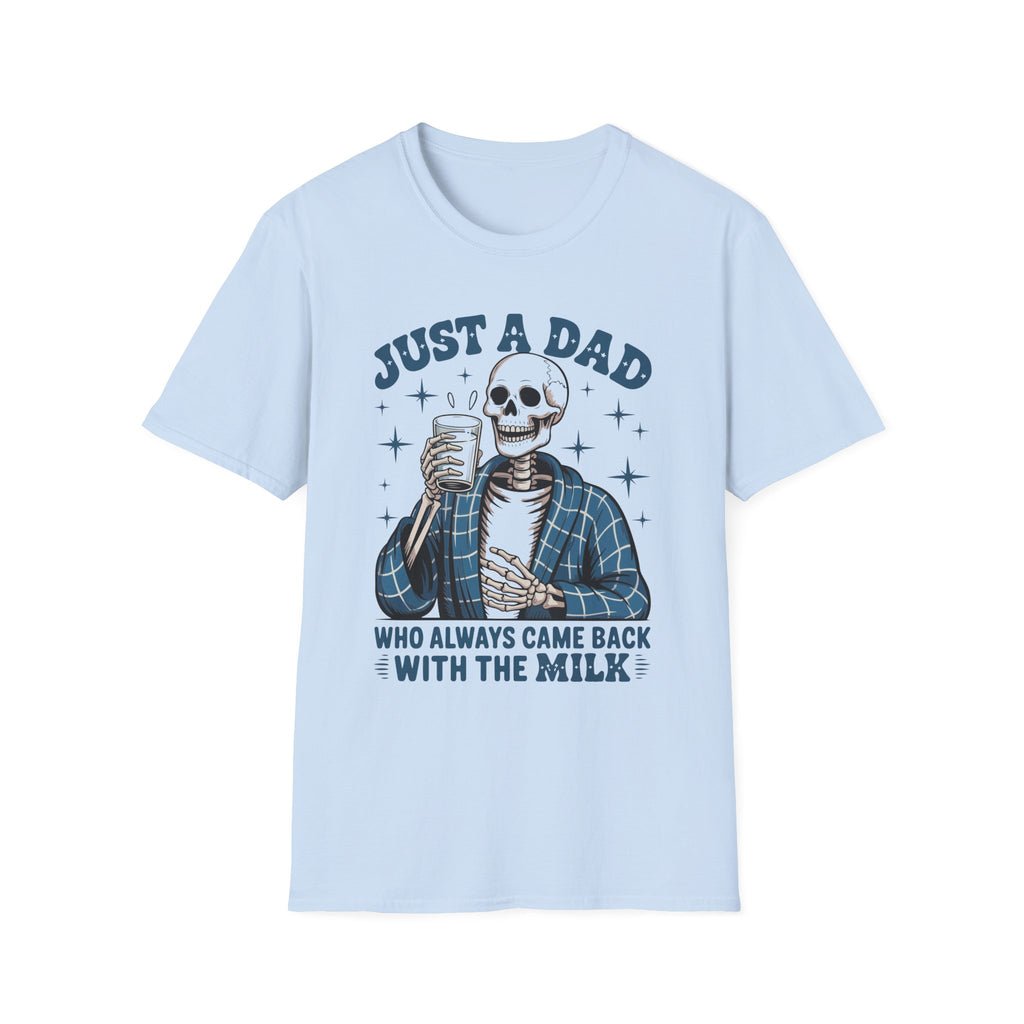 Just a Dad T-Shirt — 'Just a Dad Who Always Came Back With the Milk' Skeleton Vintage Tee
