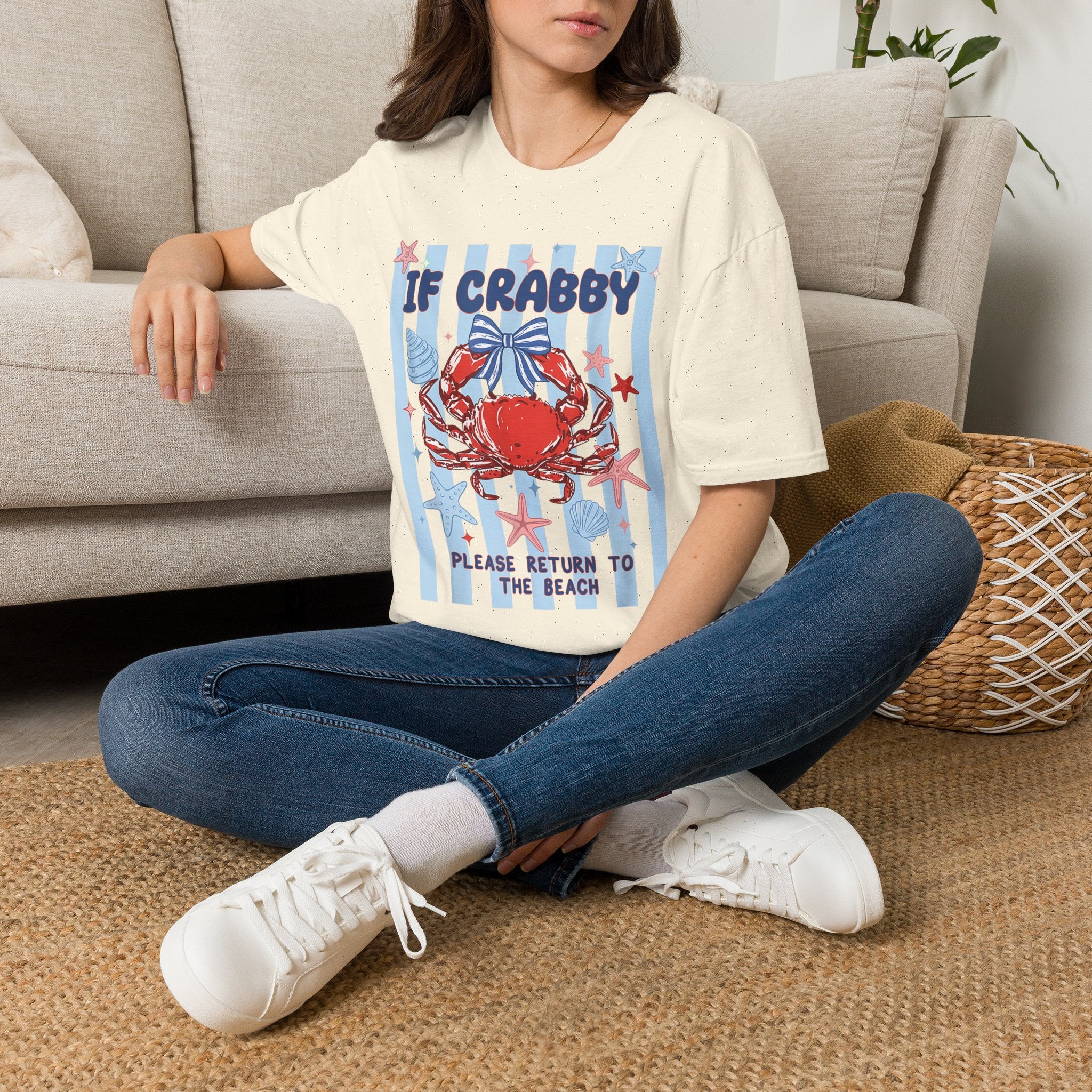 T-Shirt — "If Crabby Please Return to the Beach" Nautical Crab Graphic Tee