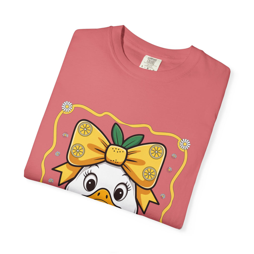 Cute Lemon Duck T-Shirt — Whimsical Duck with Bow Graphic Tee