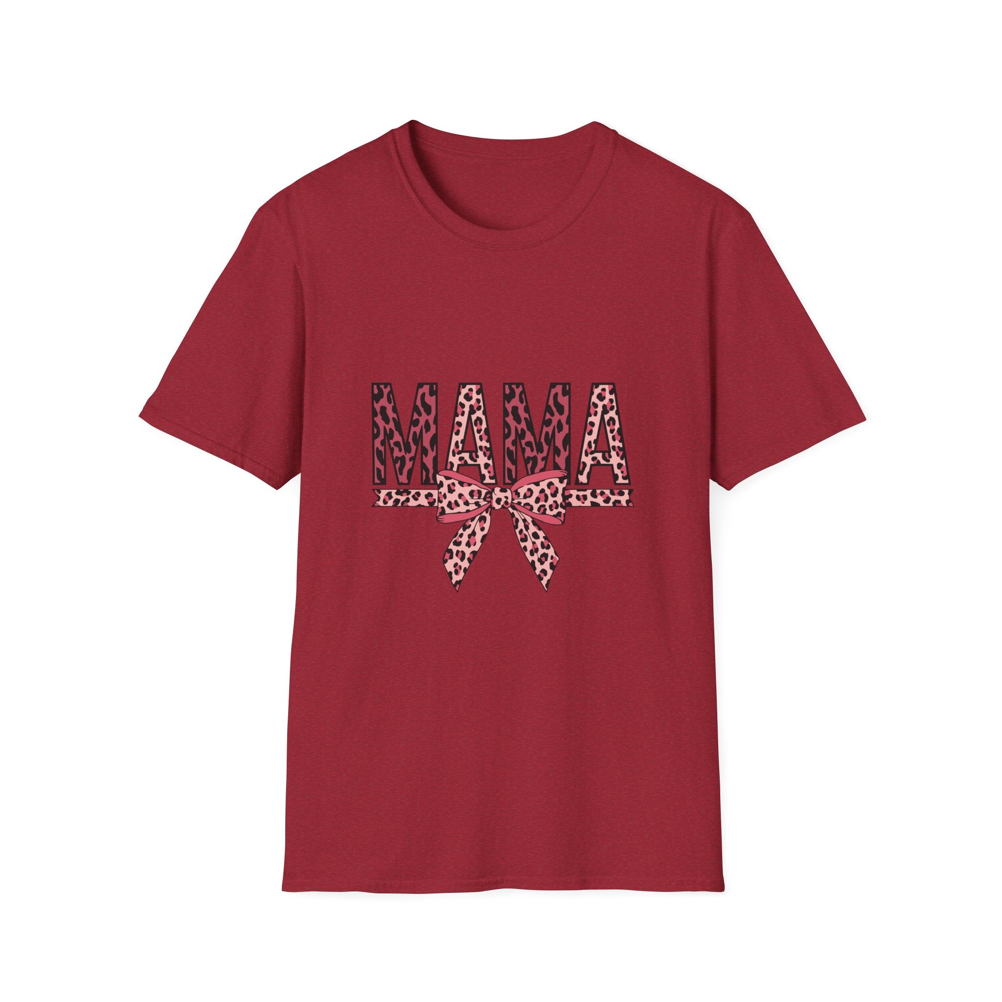 Mama Leopard Print T-Shirt — Pink Bow Mom Tee