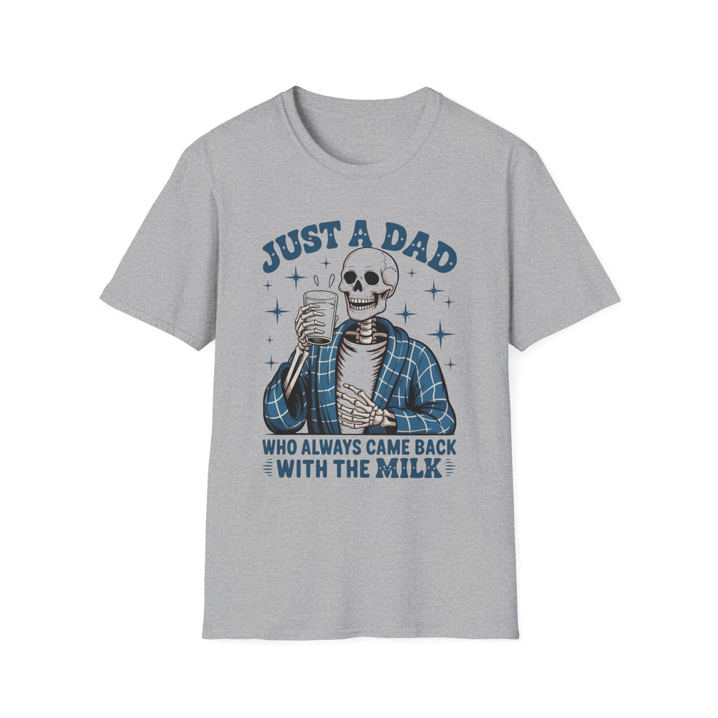 Just a Dad T-Shirt — 'Just a Dad Who Always Came Back With the Milk' Skeleton Vintage Tee