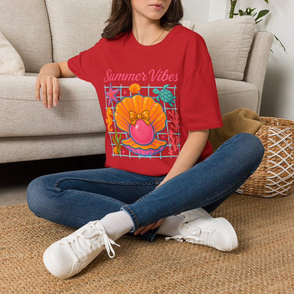 T-Shirt — "Summer Vibes" Seashell & Sea Life Beach Tee