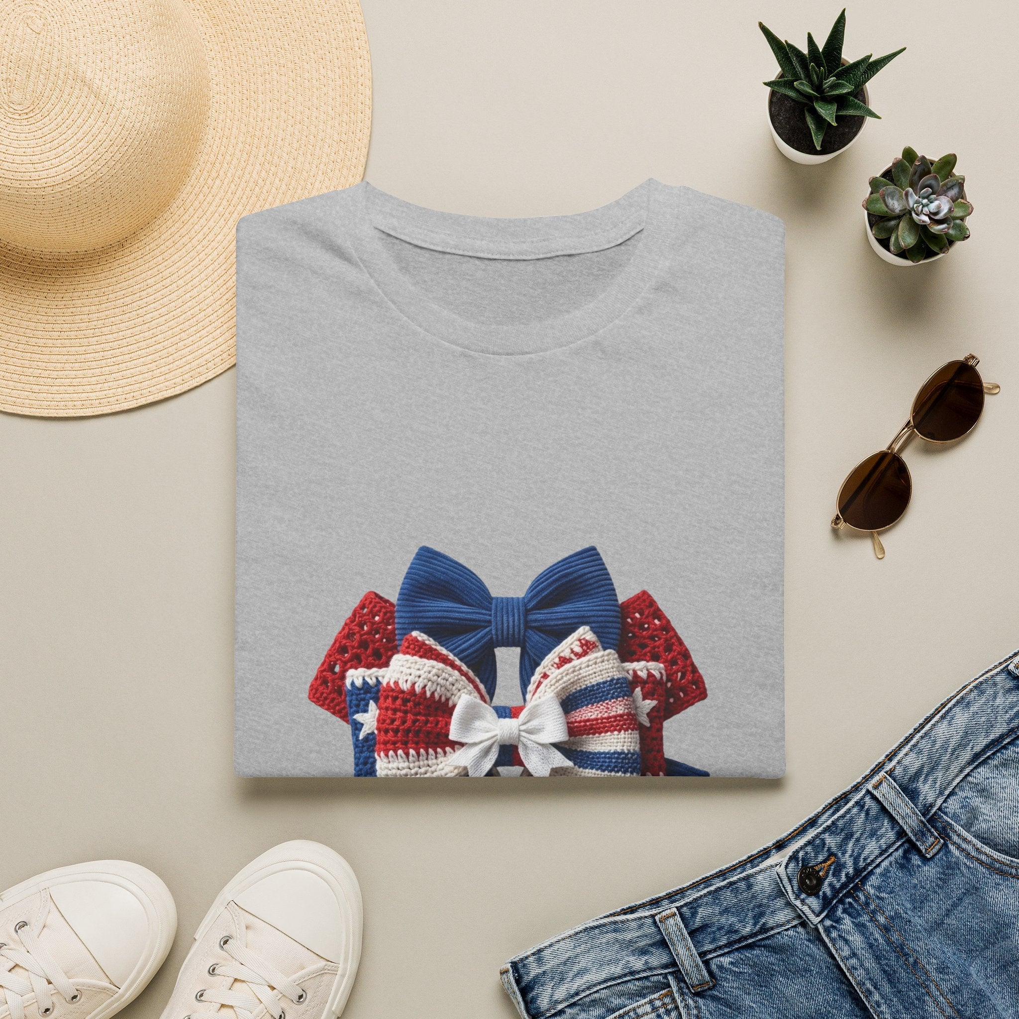 Patriotic Bow T-Shirt — Red White & Blue Ribbon Graphic