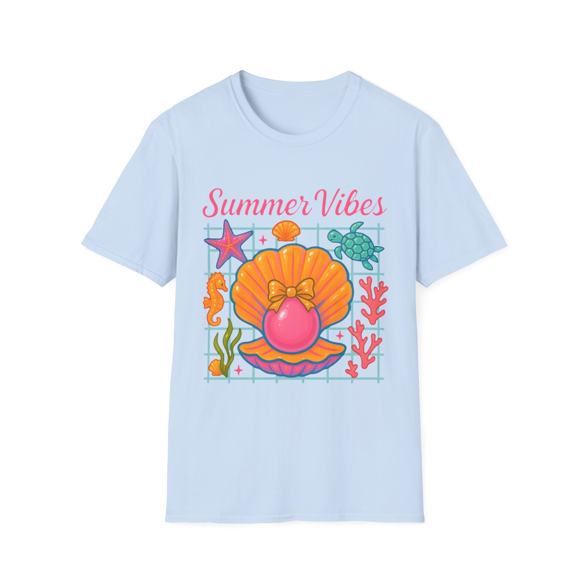 T-Shirt — "Summer Vibes" Seashell & Sea Life Beach Tee