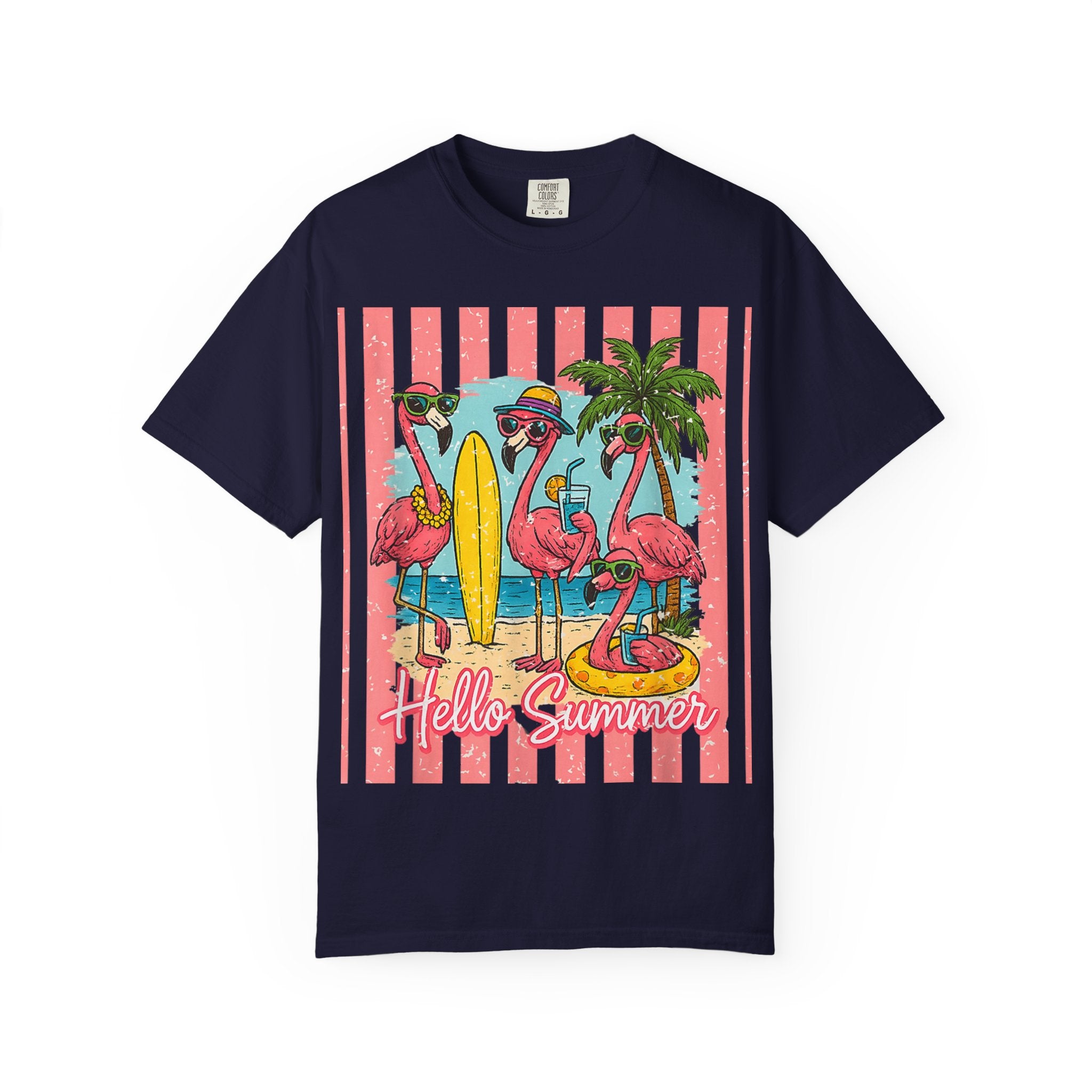 Hello Summer Flamingo Beach T-Shirt