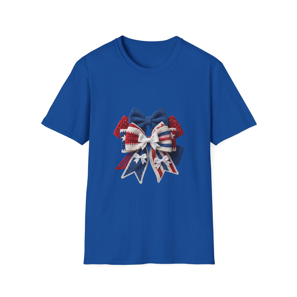 Patriotic Bow T-Shirt — Red White & Blue Ribbon Graphic