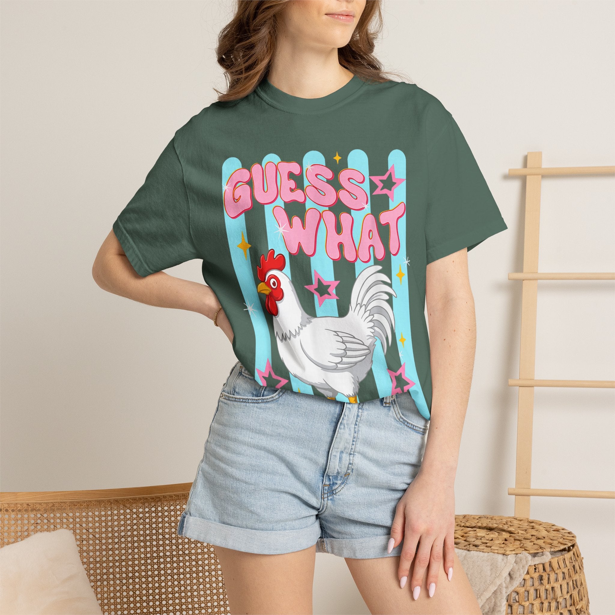 Guess What Rooster T-Shirt — Cute Retro Chicken Graphic Tee