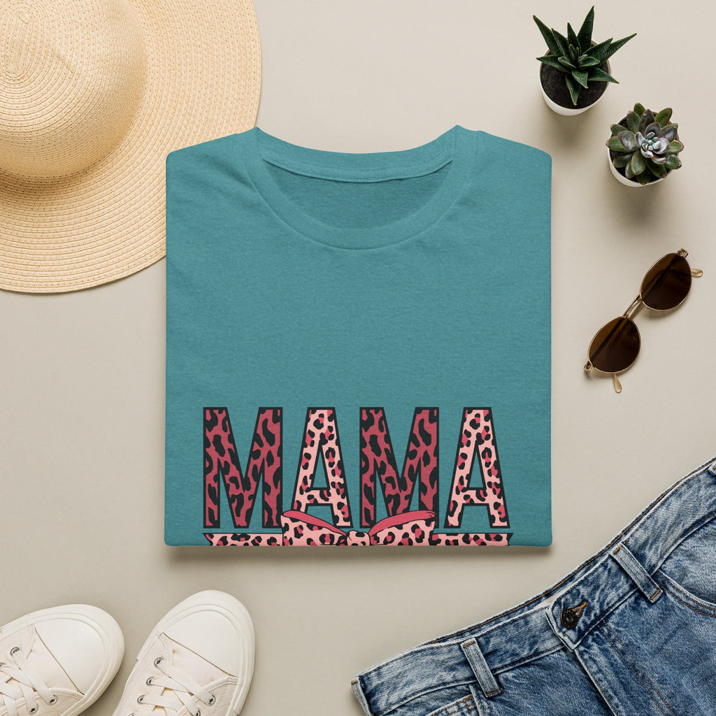 Mama Leopard Print T-Shirt — Pink Bow Mom Tee