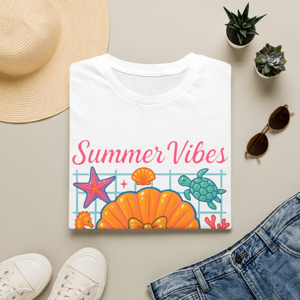 T-Shirt — "Summer Vibes" Seashell & Sea Life Beach Tee