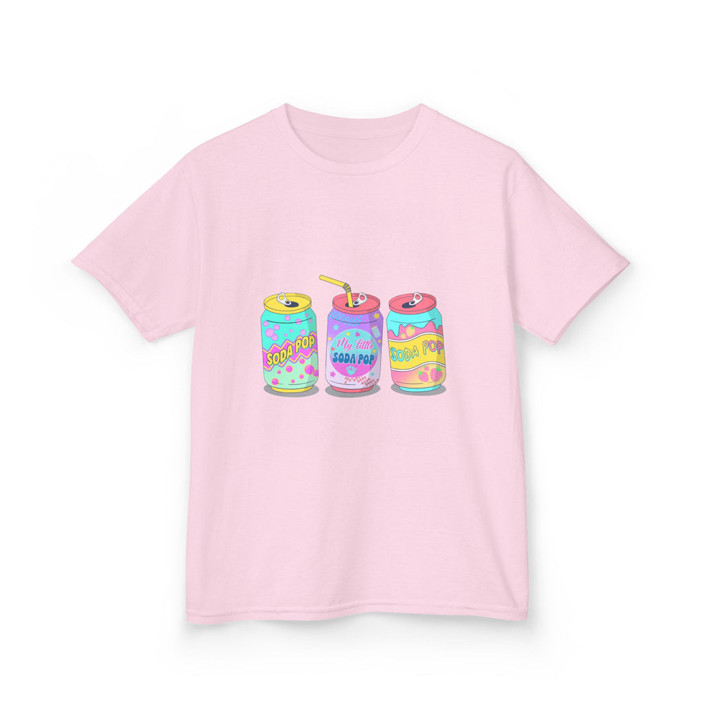 Kids T-Shirt — Colorful Soda Can Trio Graphic Tee (Cute Retro Drink Design)