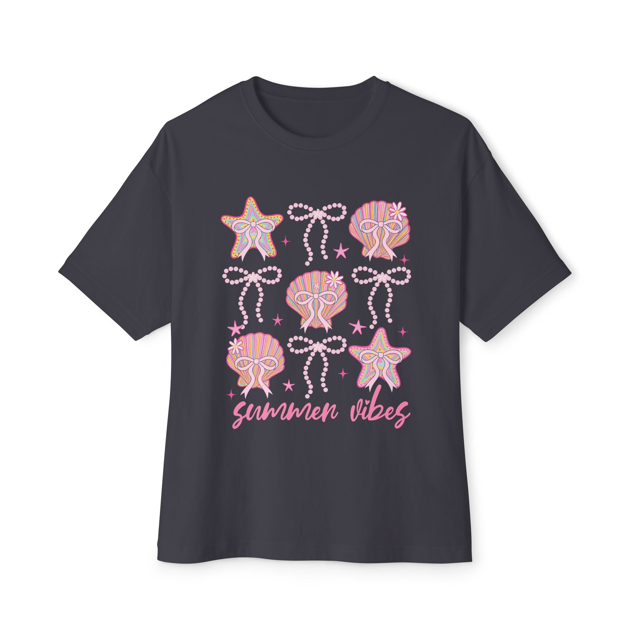 Summer Vibes Seashell & Starfish Boxy Tee
