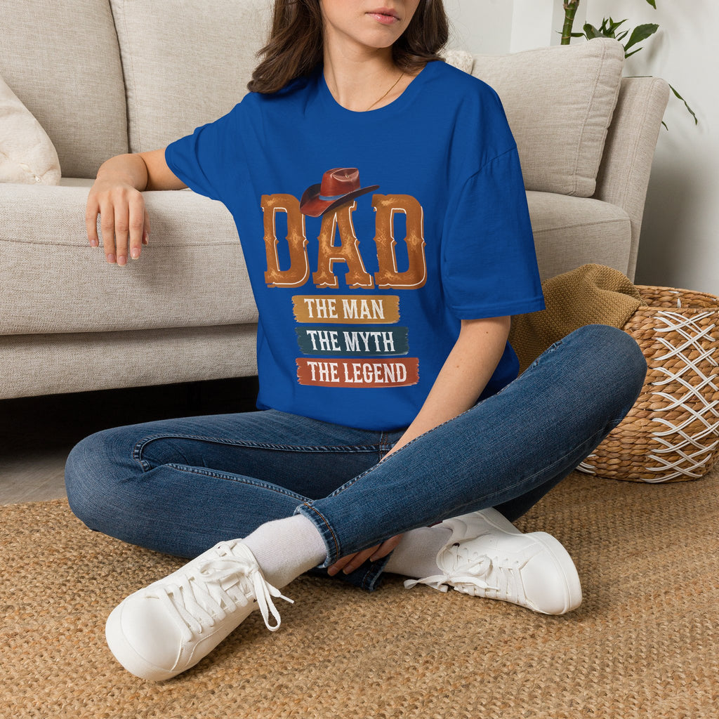 Dad Cowboy T-Shirt — "DAD" with Hat & "The Man The Myth The Legend" Design