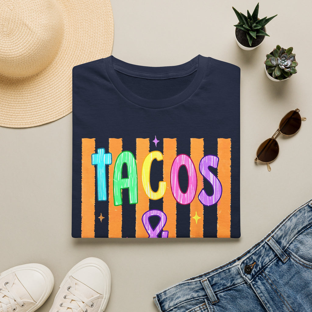 T-Shirt — "Tacos & Margs" Colorful Striped Graphic Tee