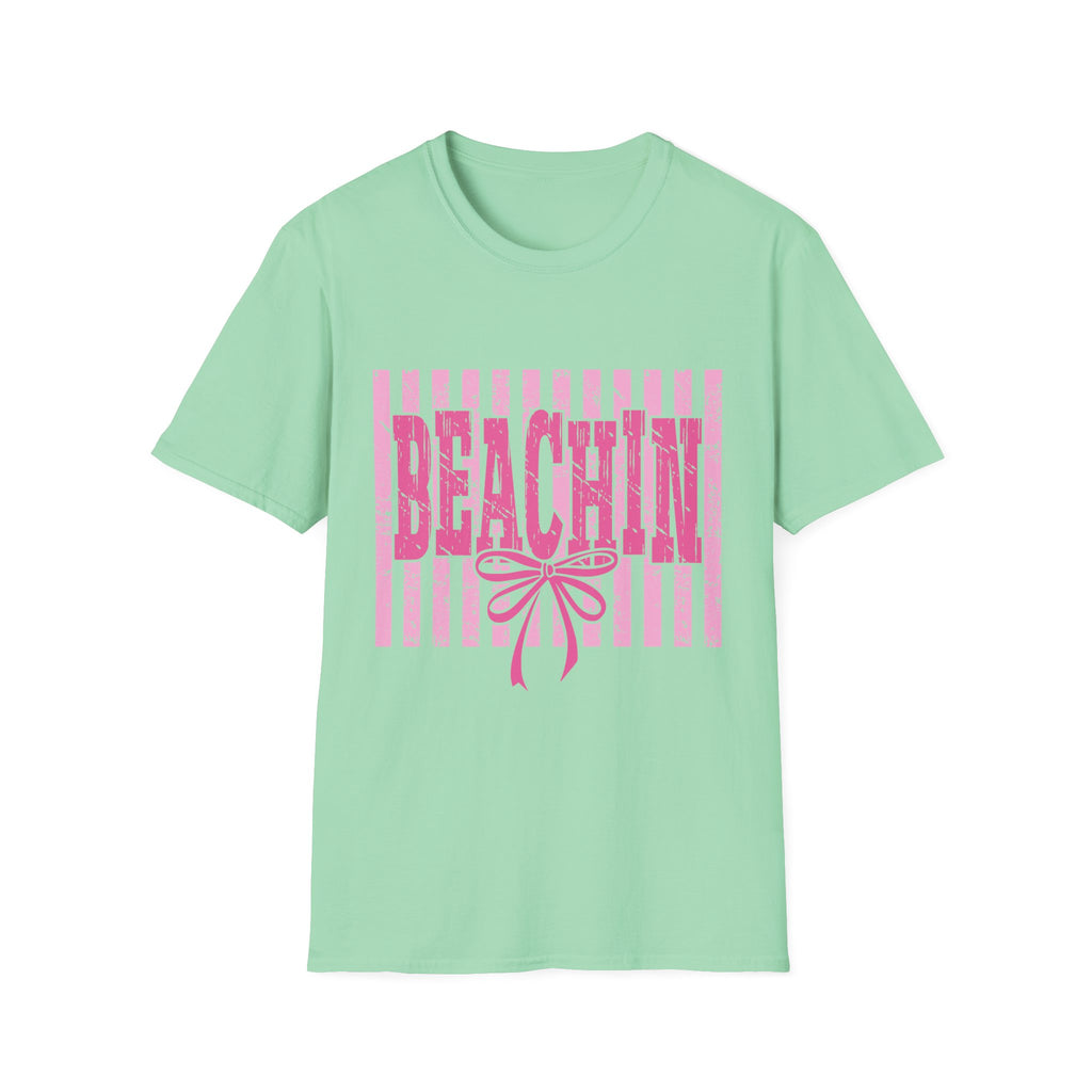 Beachin' Pink Striped Graphic T-Shirt | Summer Beach Vibes