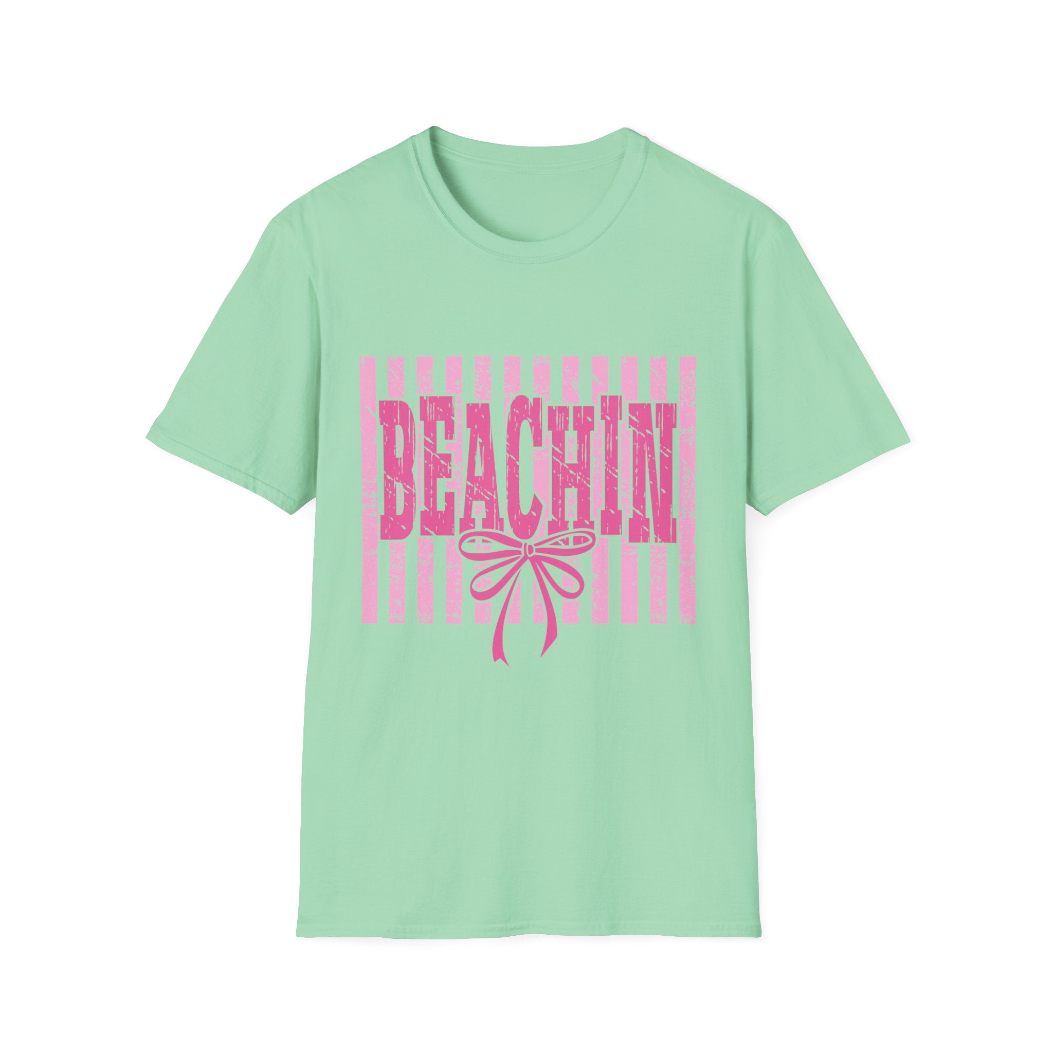 Beachin' Pink Striped Graphic T-Shirt | Summer Beach Vibes