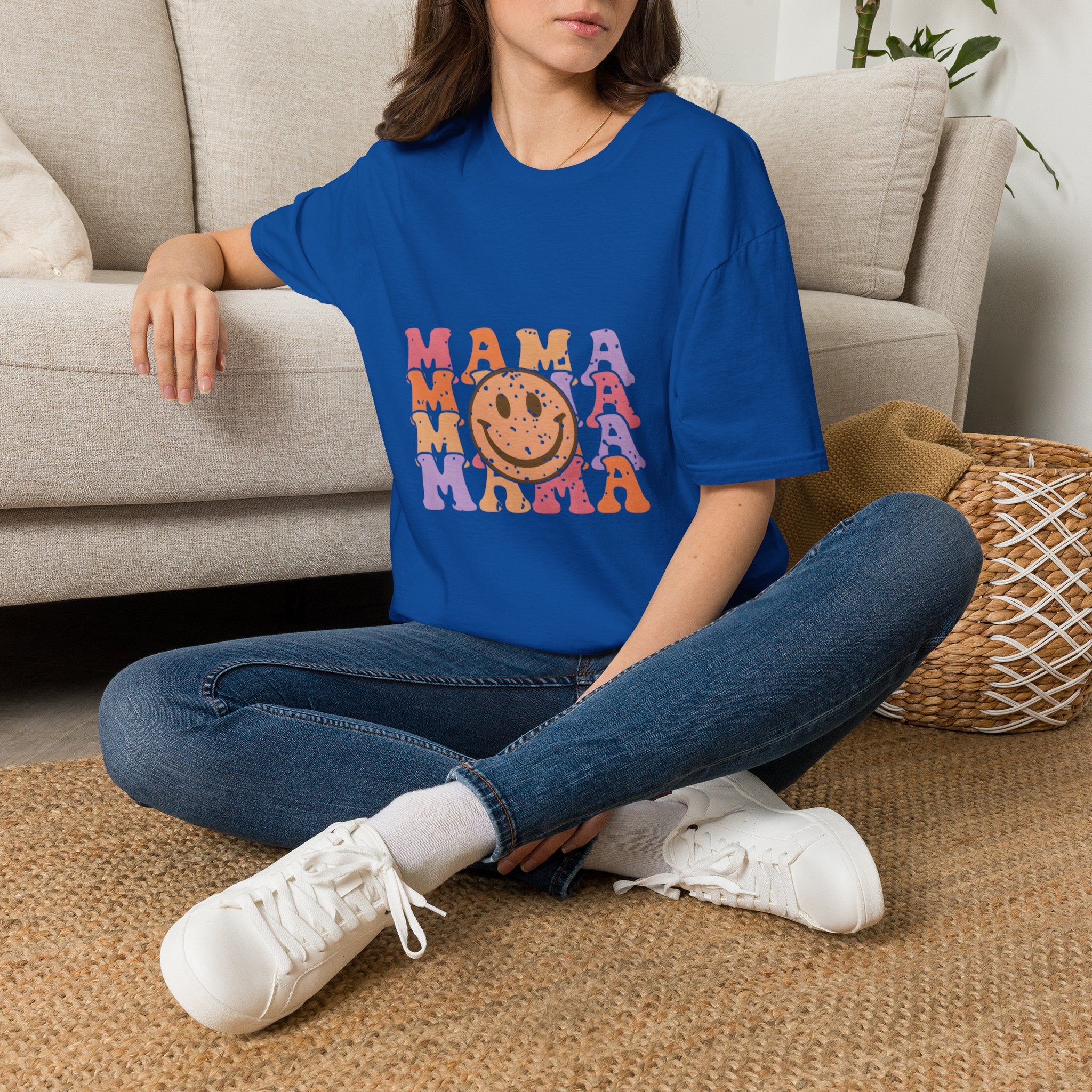 Mama Smiley Retro Graphic T-Shirt — Vintage Happy Face Mom Tee