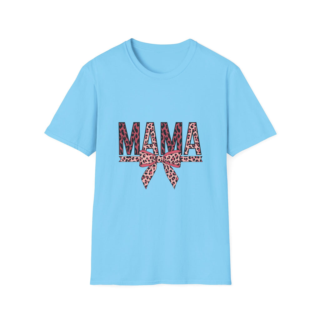 Mama Leopard Print T-Shirt — Pink Bow Mom Tee