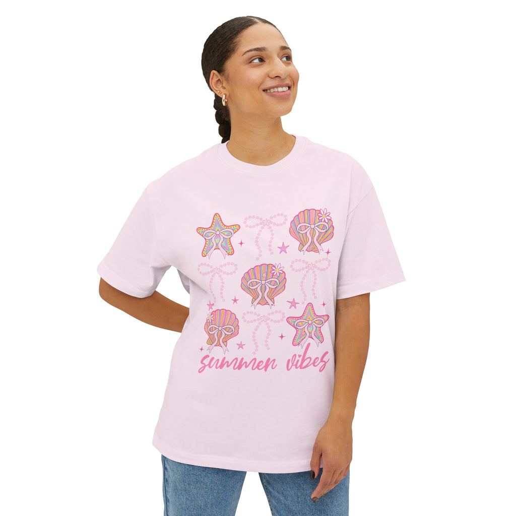 Summer Vibes Seashell & Starfish Boxy Tee