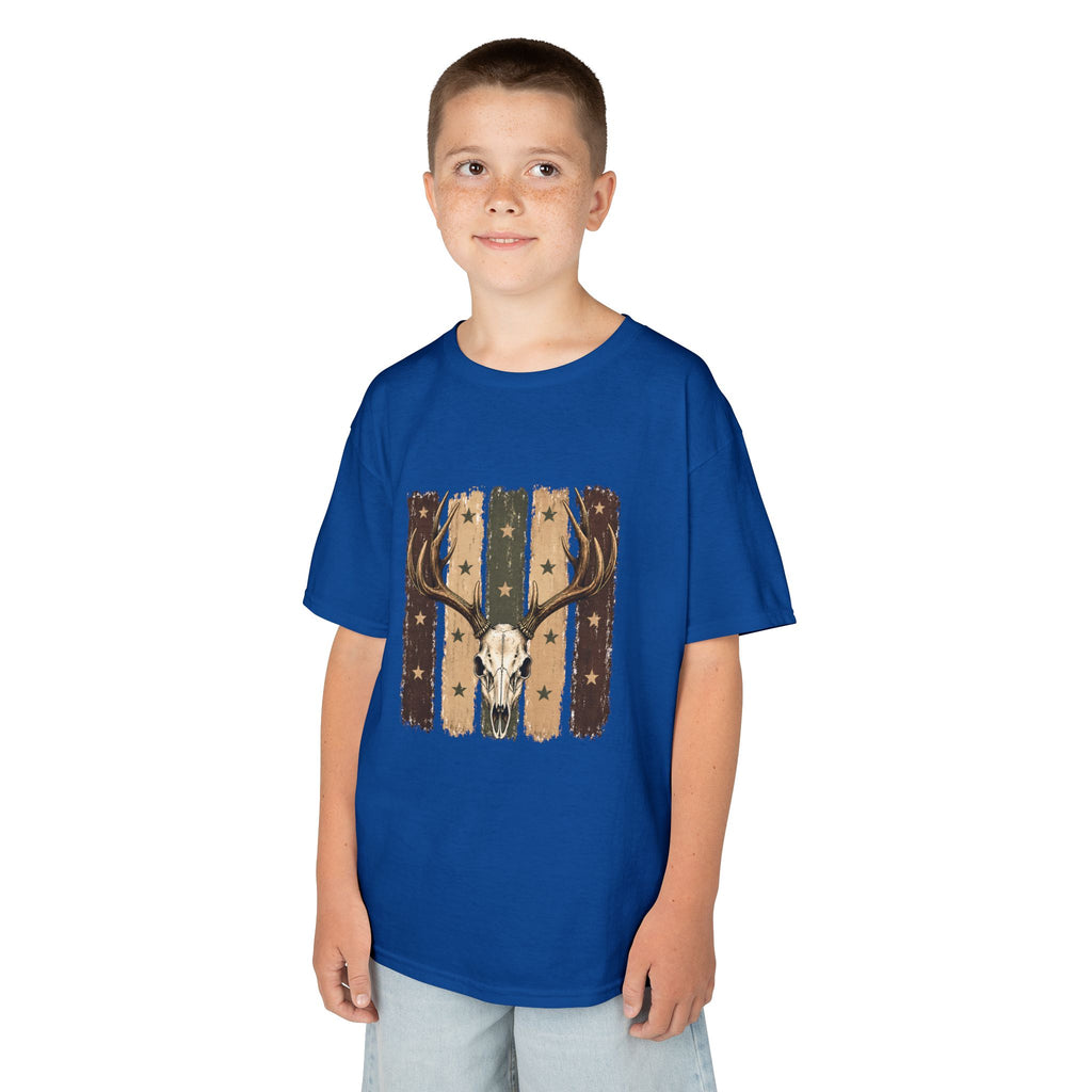 Kids Deer Skull Tee — Rustic Antler Graphic T-Shirt for Outdoor-Loving Kids