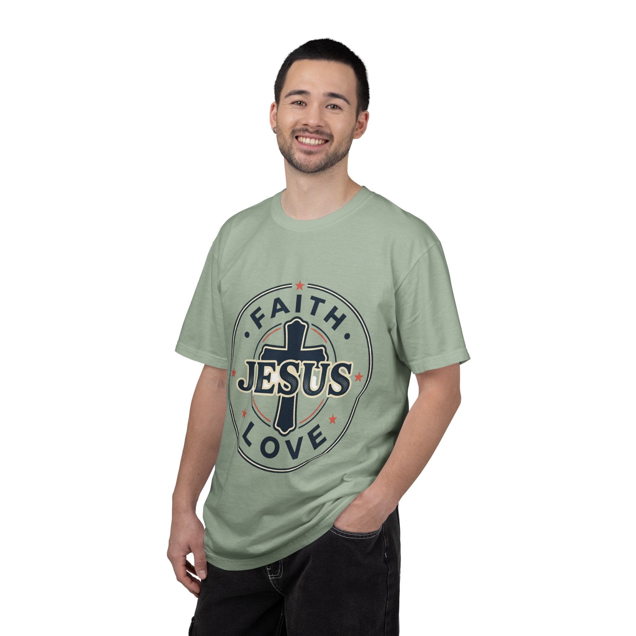 Faith & Love "Jesus" T-Shirt — Christian Graphic Tee for Church, Faith-Based Gifts