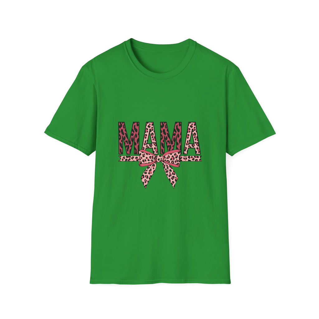 Mama Leopard Print T-Shirt — Pink Bow Mom Tee