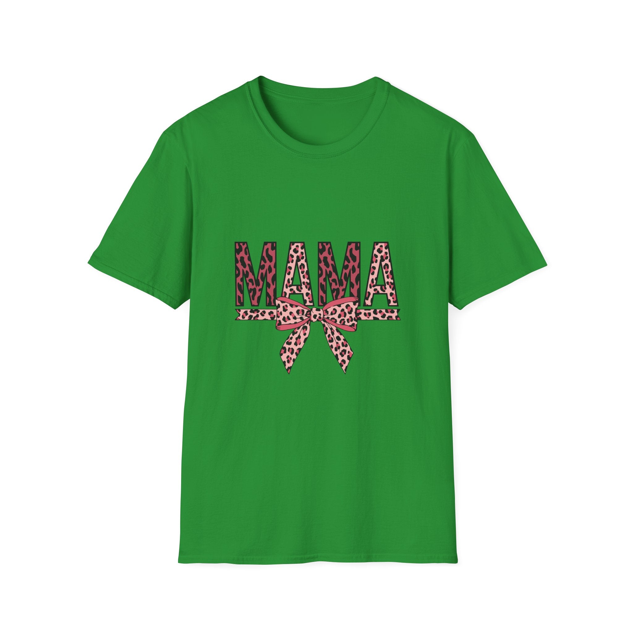 Mama Leopard Print T-Shirt — Pink Bow Mom Tee