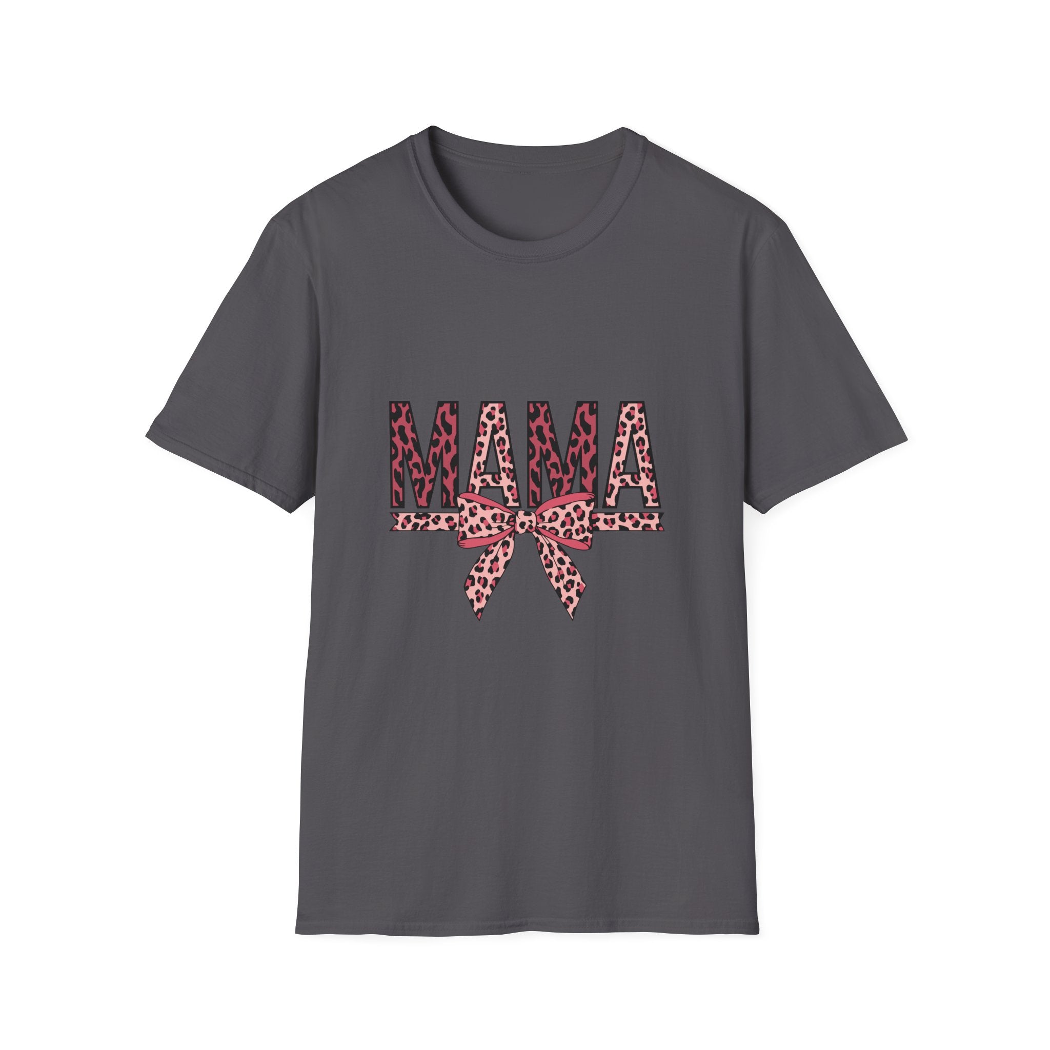 Mama Leopard Print T-Shirt — Pink Bow Mom Tee