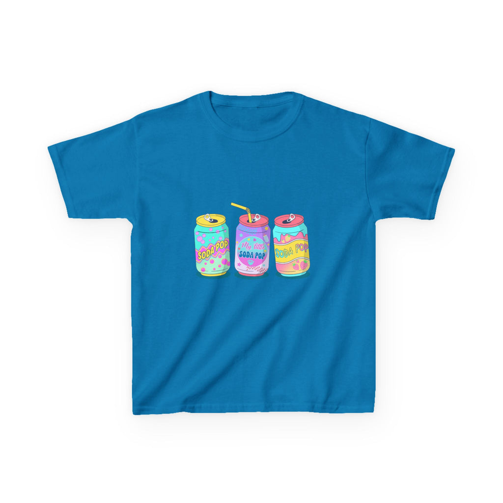 Kids T-Shirt — Colorful Soda Can Trio Graphic Tee (Cute Retro Drink Design)