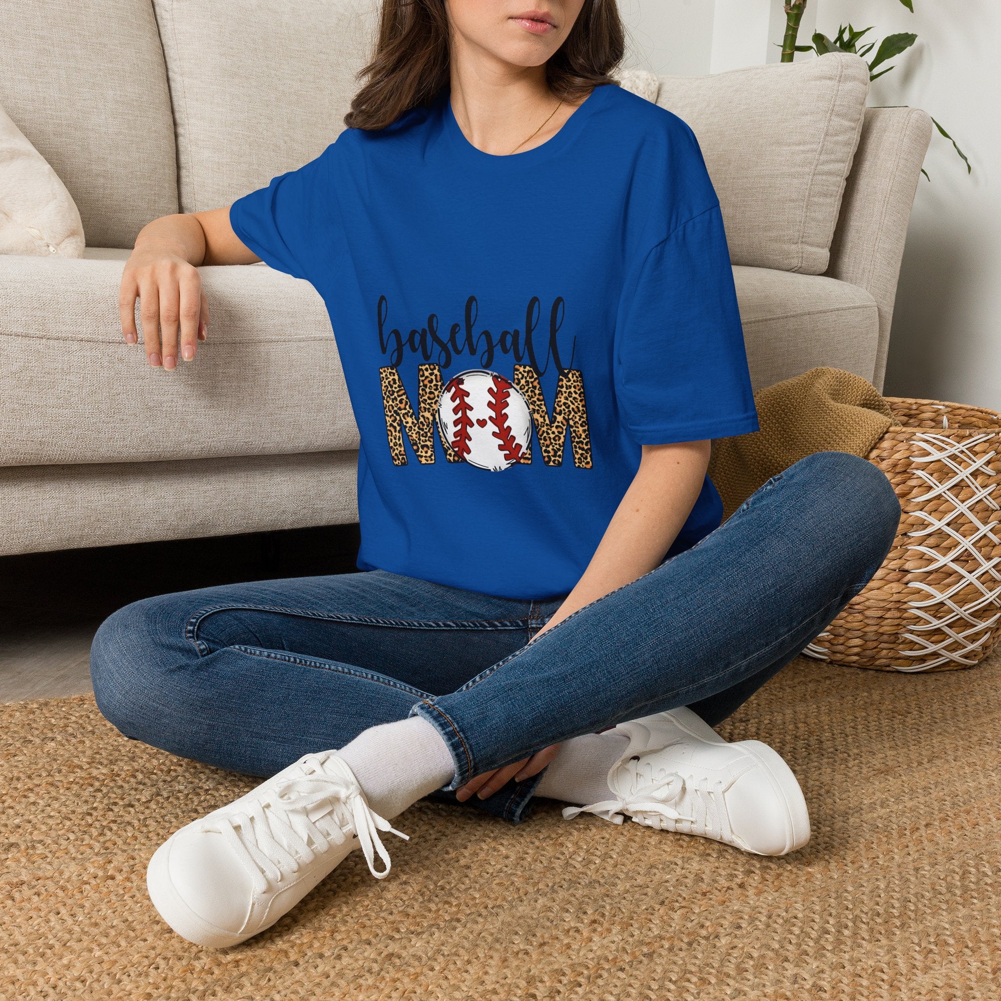 Baseball Mom T-Shirt — Leopard Print “Mom” Baseball Design