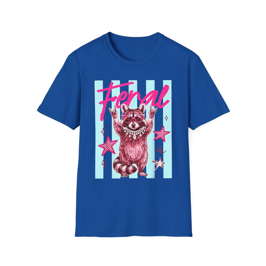 Feral Raccoon Graphic T-Shirt — Retro Pink & Teal Cute Punk Tee