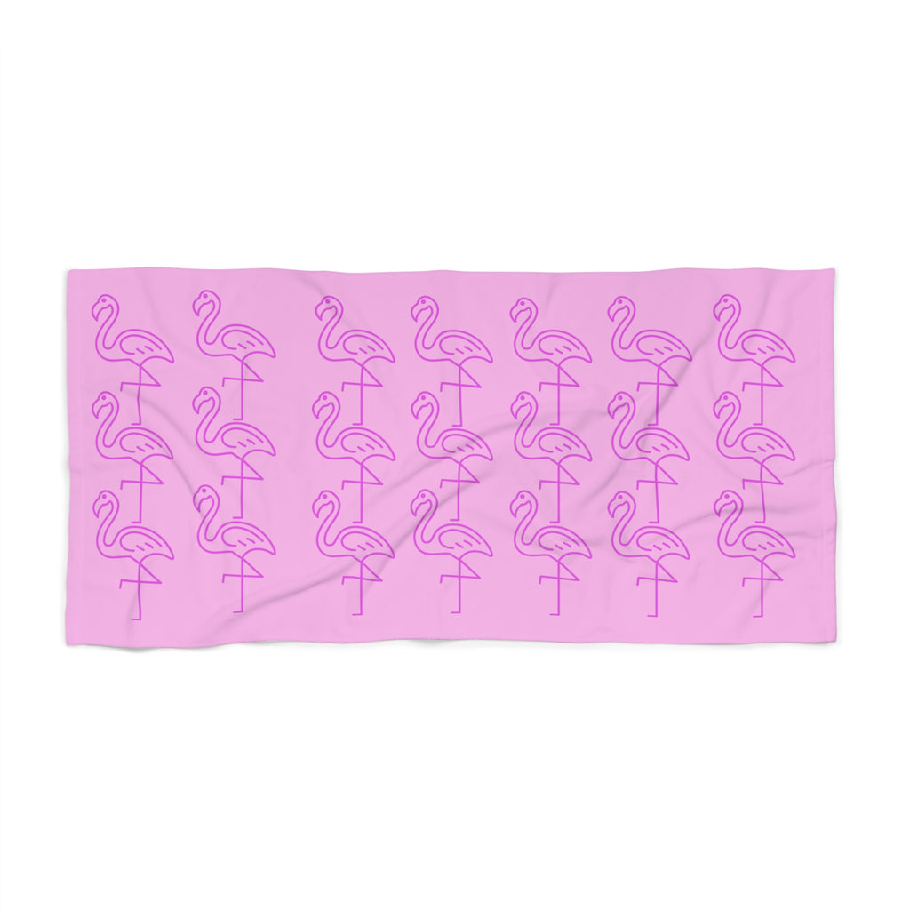 Pink Flamingo Pattern Beach Towel — Retro Tropical Summer Vibe