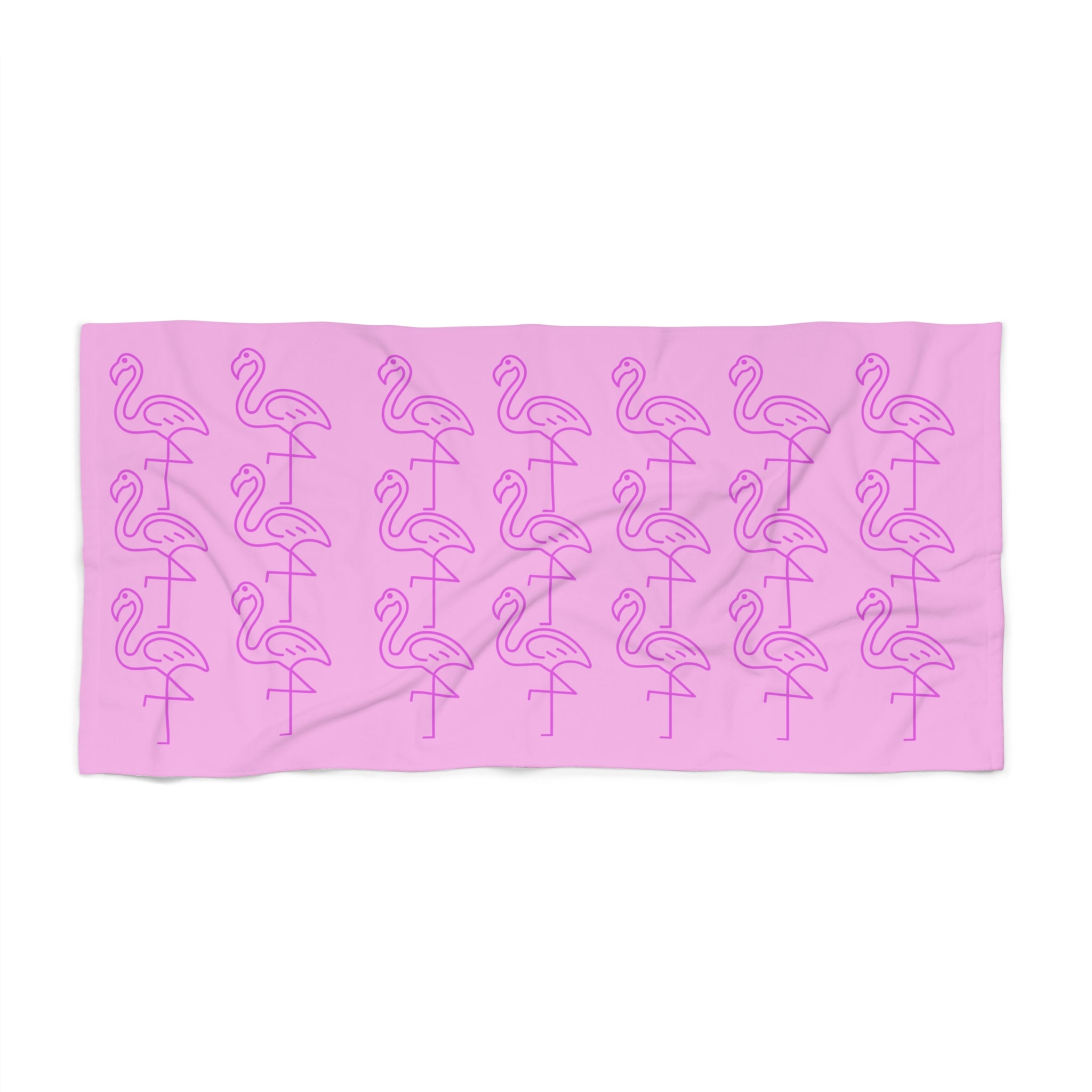 Pink Flamingo Pattern Beach Towel — Retro Tropical Summer Vibe