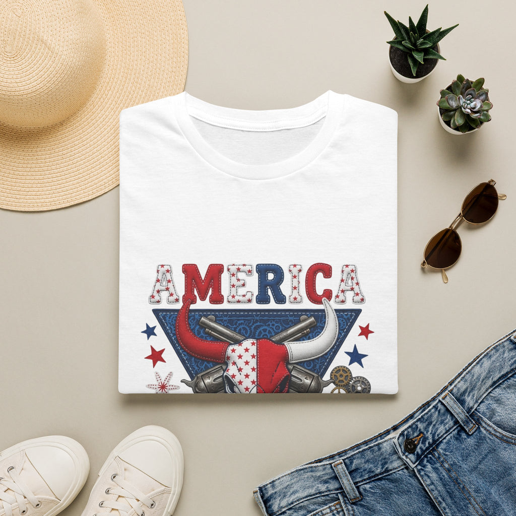 America Made T-Shirt — Patriotic Bull Skull Graphic Tee