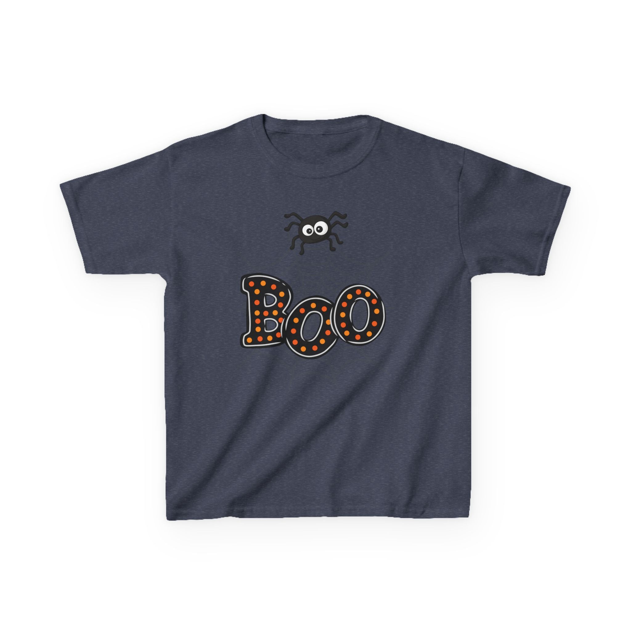 Kids Halloween Tee - "Boo" Spider Web Graphic