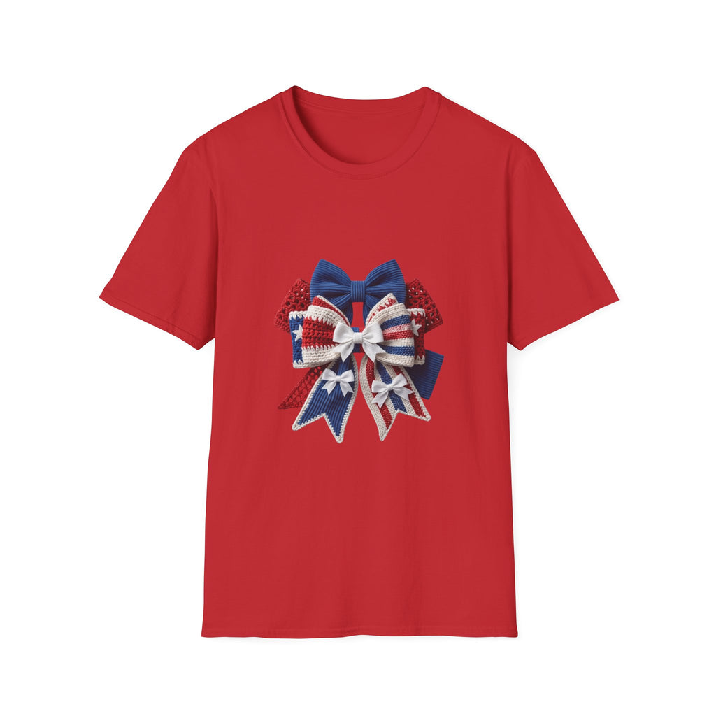 Patriotic Bow T-Shirt — Red White & Blue Ribbon Graphic