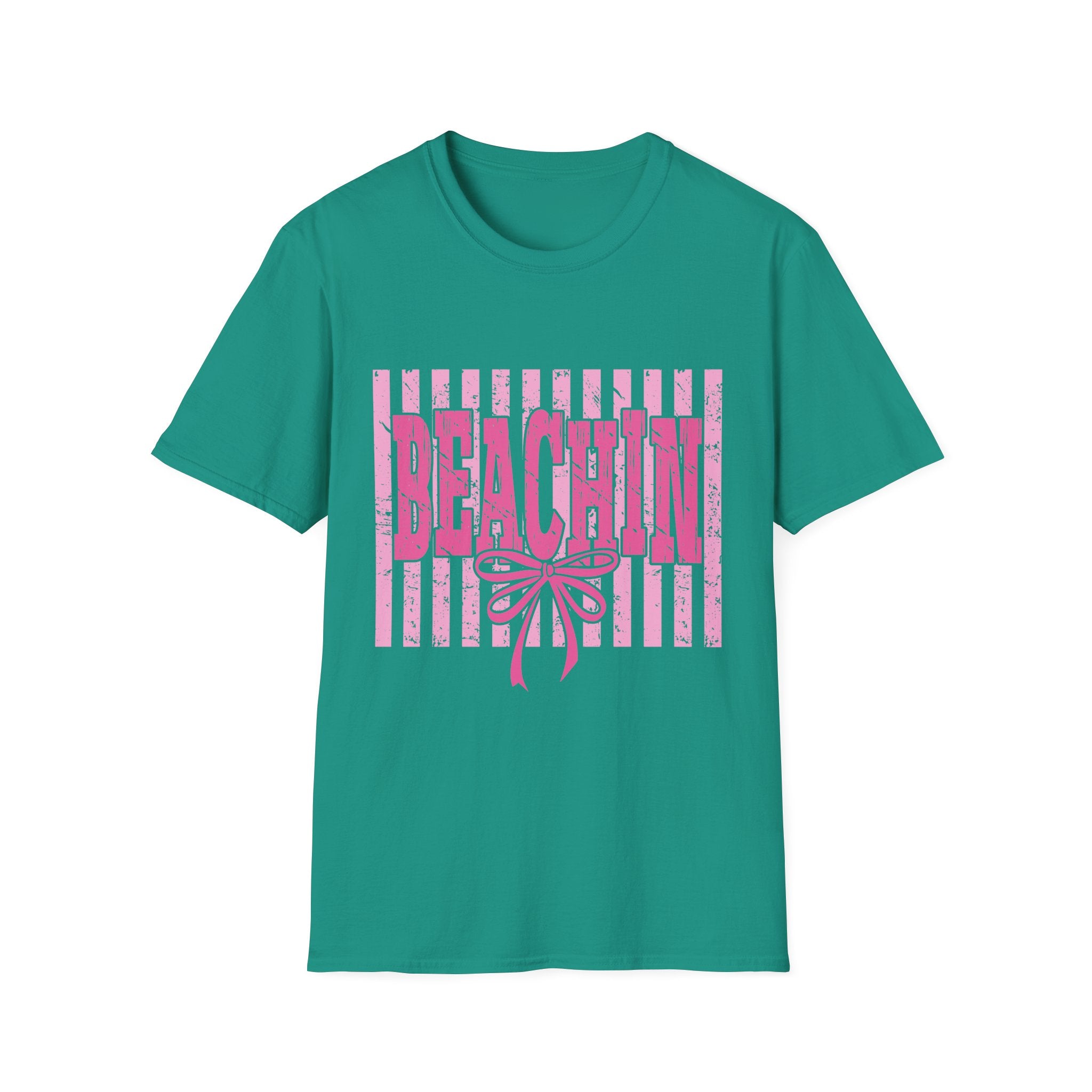 Beachin' Pink Striped Graphic T-Shirt | Summer Beach Vibes