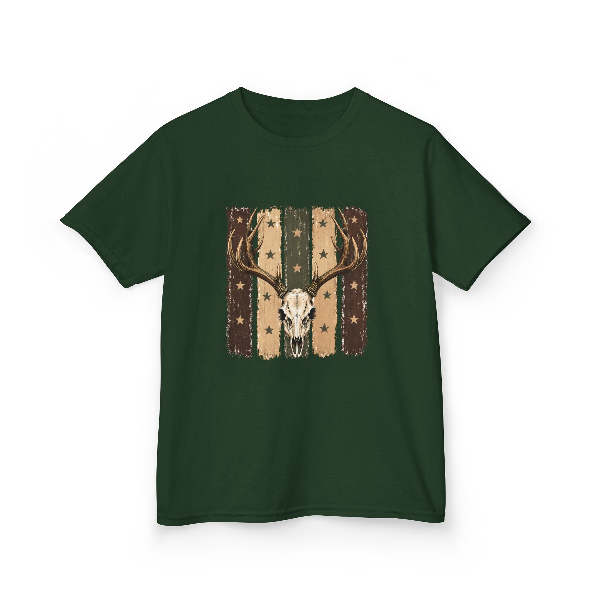 Kids Deer Skull Tee — Rustic Antler Graphic T-Shirt for Outdoor-Loving Kids